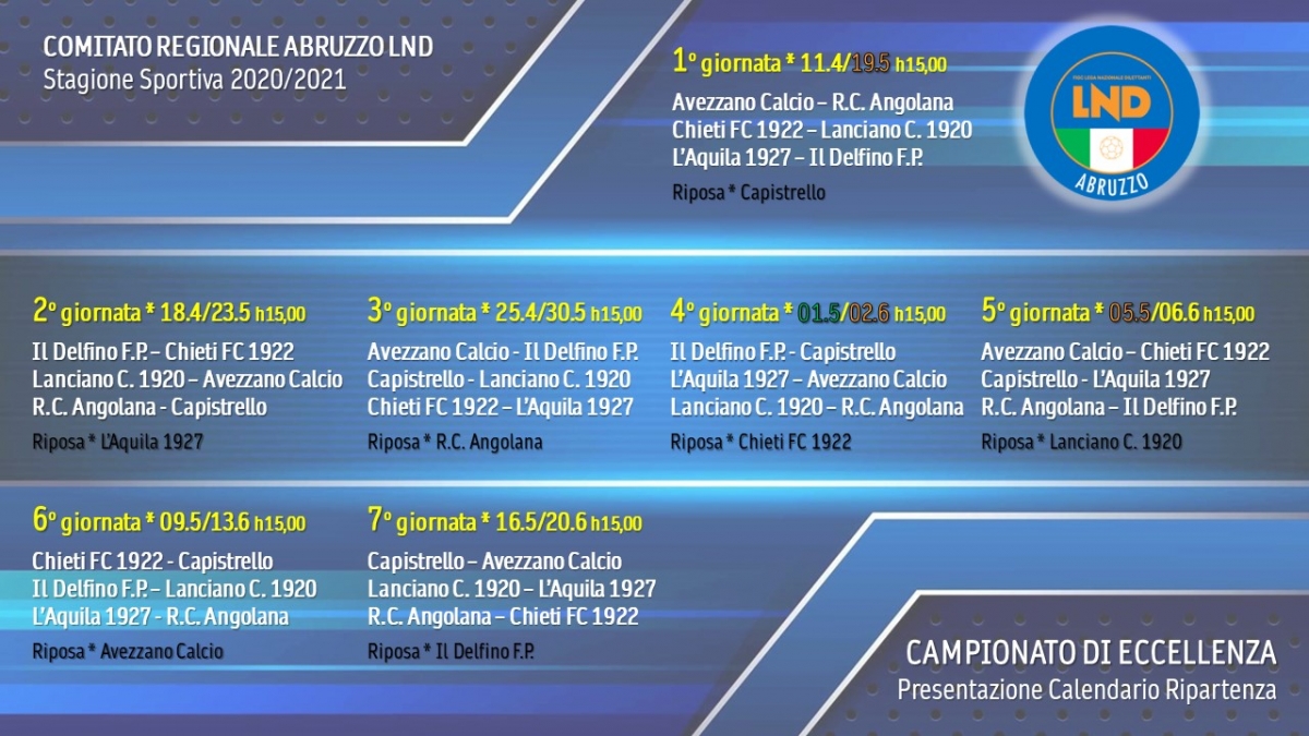 Calendario del campionato regionale di Eccellenza abruzzese 